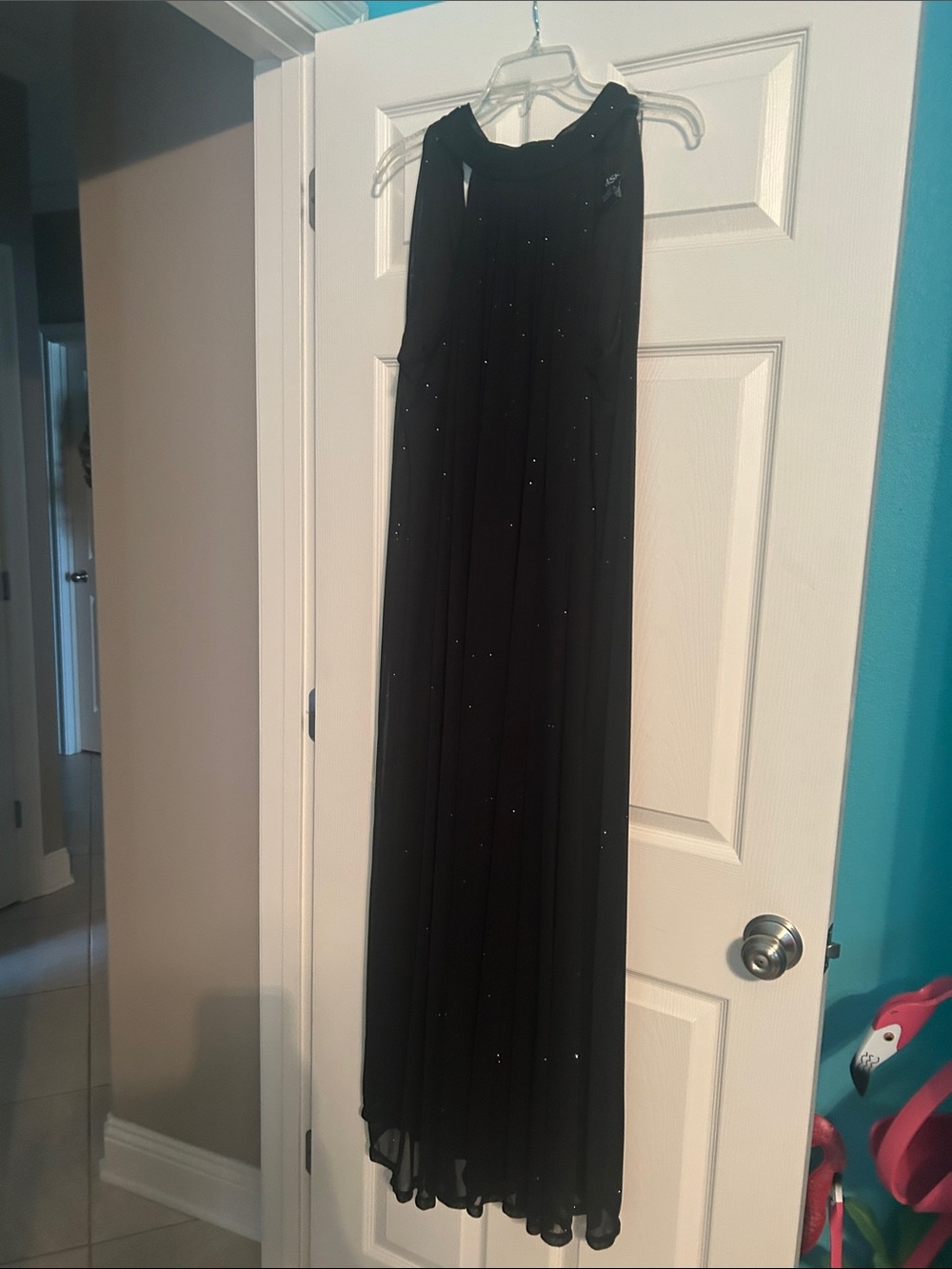MSK Black Beaded Halter Jumpsuit